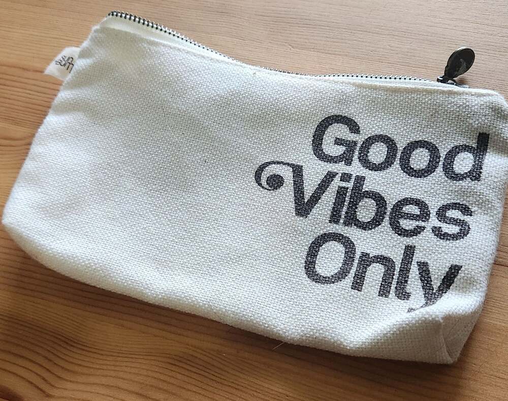 Sun Bum Good Vibes Only Canvas Zipper Cosmetic Bag Pouch